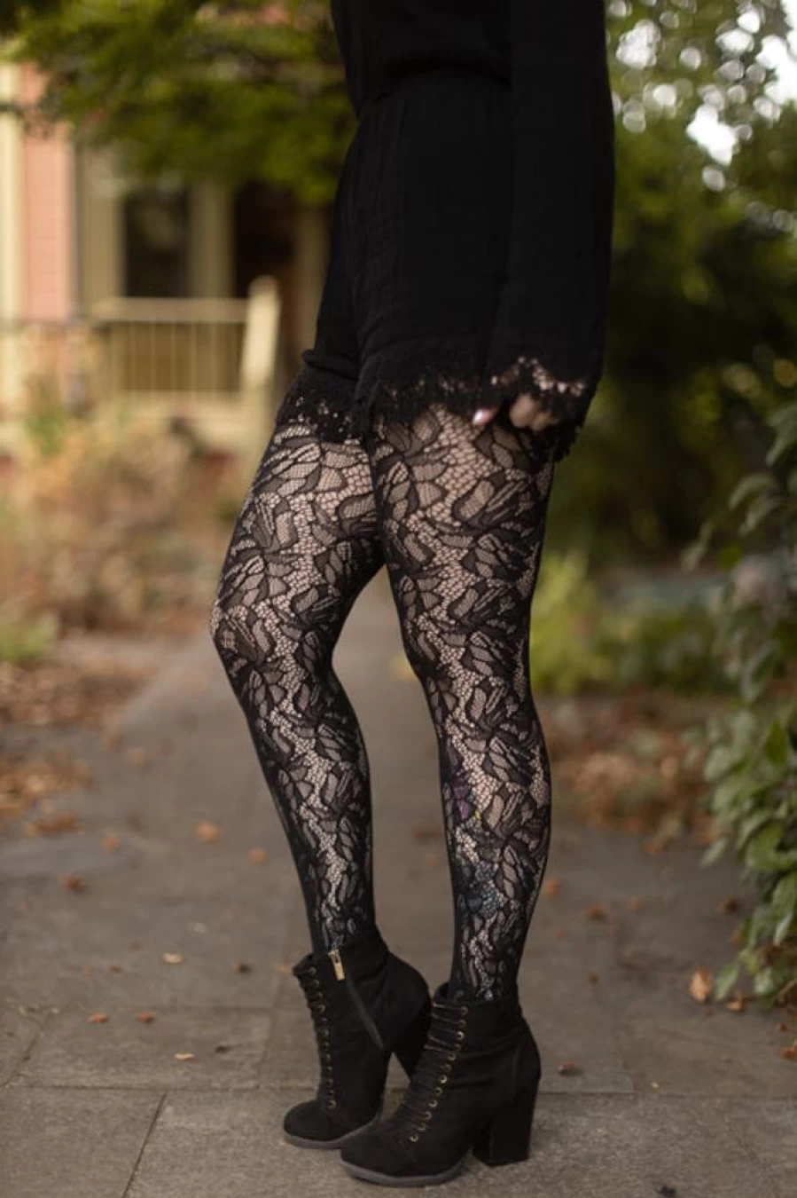 Killer Legs Floral Print Fishnet Tights - Illustrated Botanical Design for Women