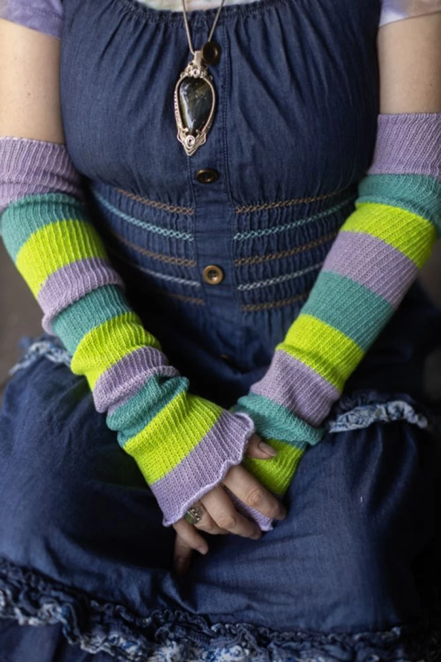 DreaM Stockings Sherbet Stripes Leg Warmers - Colorful Striped Knitwear for Women