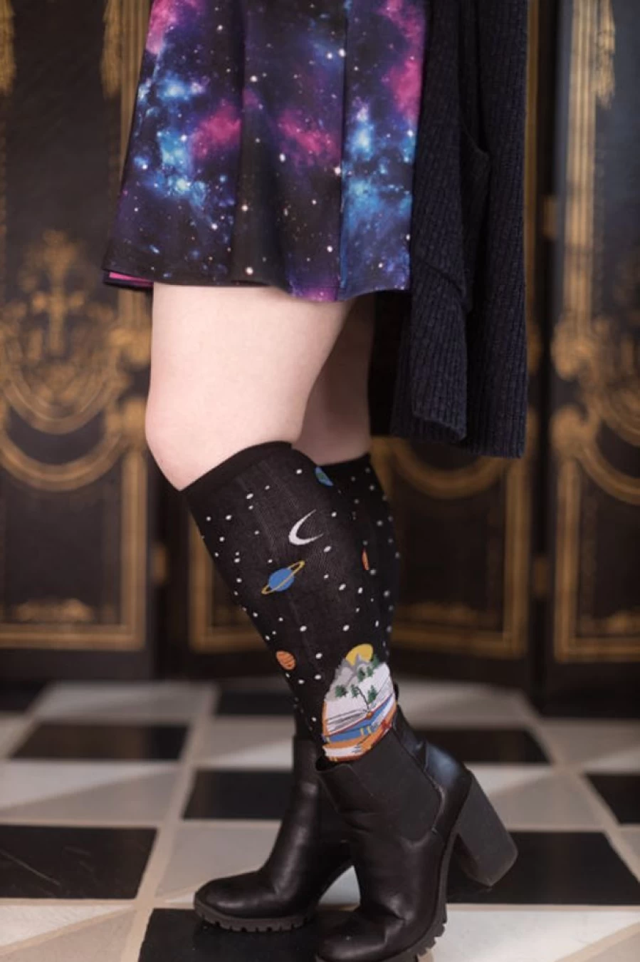 "Sock It To Me Stretch-It Knee High Socks - Fun Book-Inspired Design"