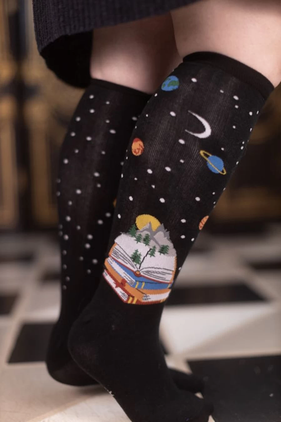 "Sock It To Me Stretch-It Knee High Socks - Fun Book-Inspired Design"